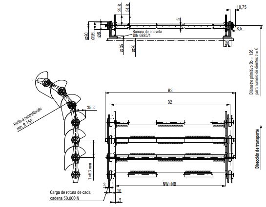 BANDE TRANSPORTEUSE EN MÉTAL 63 MM 900 MM 10 MM